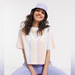 Nike Rainbow Pastel Striped Crop Tee
